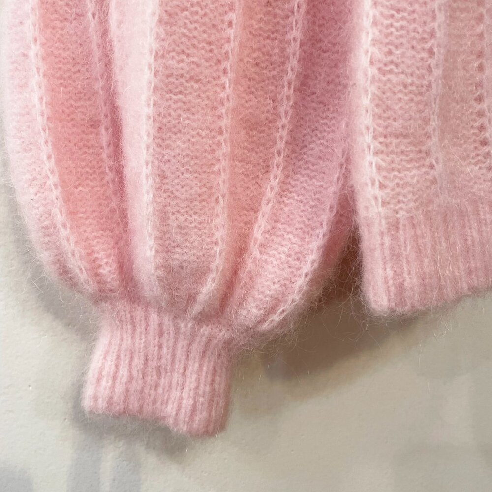 EUC Sezane Aretha Mohair Wool Puff Sleeve Sweater Rose Pink Medium - Picture 6 of 9